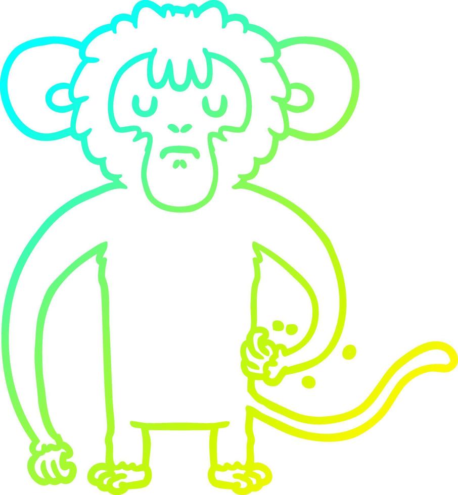 freddo pendenza linea disegno cartone animato scimmia graffiare vettore