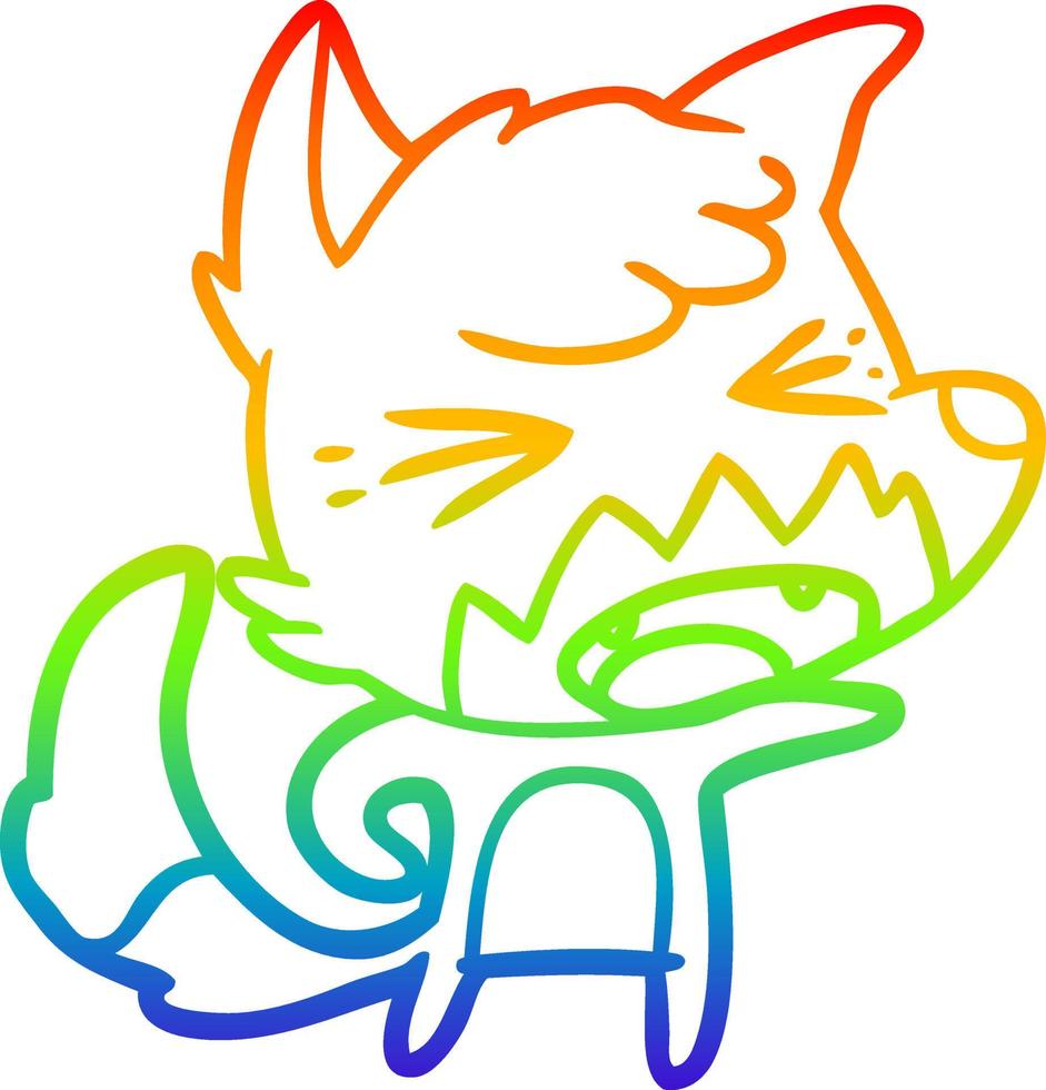 arcobaleno gradiente linea disegno arrabbiato cartone animato volpe vettore