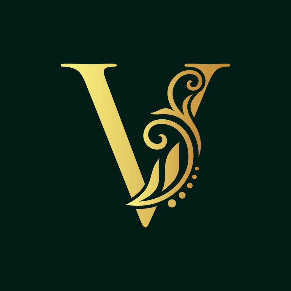 elegante iniziale d'oro v vettore