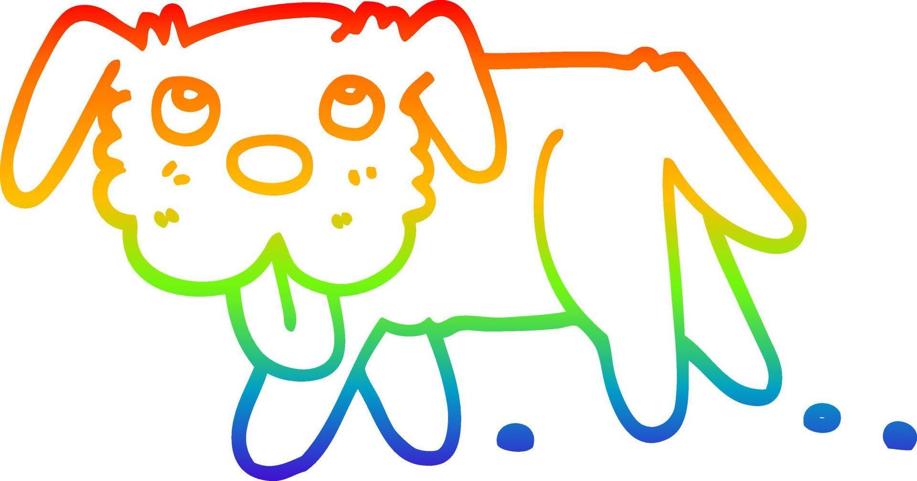 arcobaleno gradiente linea disegno cartone animato cane felice vettore