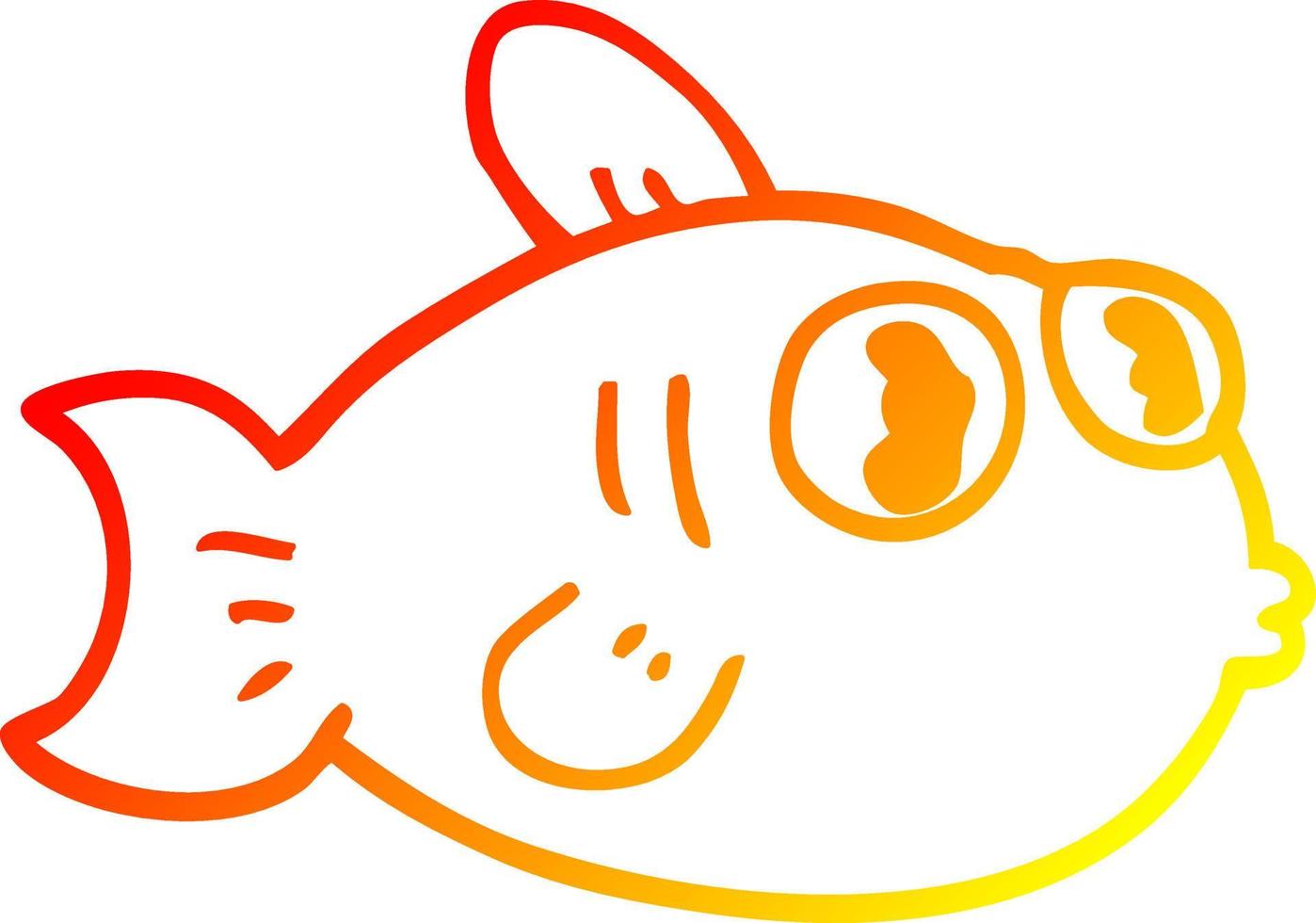 pesce del fumetto di disegno di linea a gradiente caldo vettore