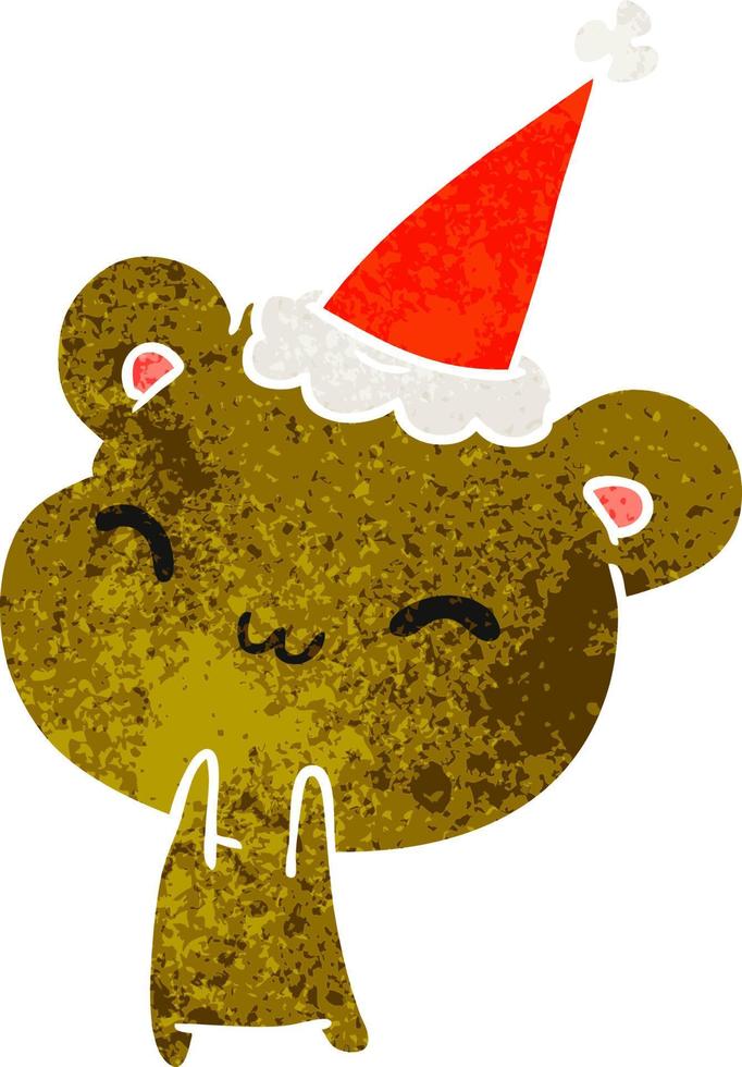 cartone animato retrò di natale dell'orso kawaii vettore