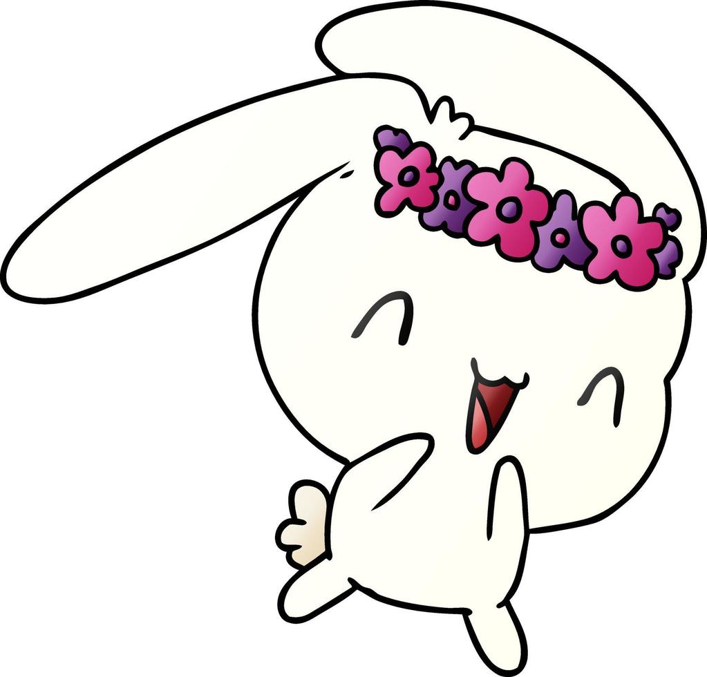 gradiente cartone animato kawaii simpatico coniglietto peloso vettore