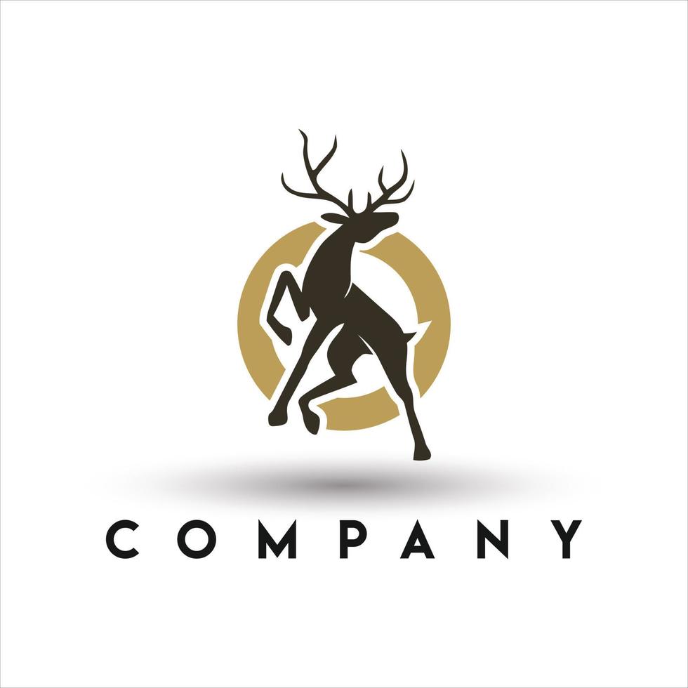 unico a caccia logo. cervo logo vettore
