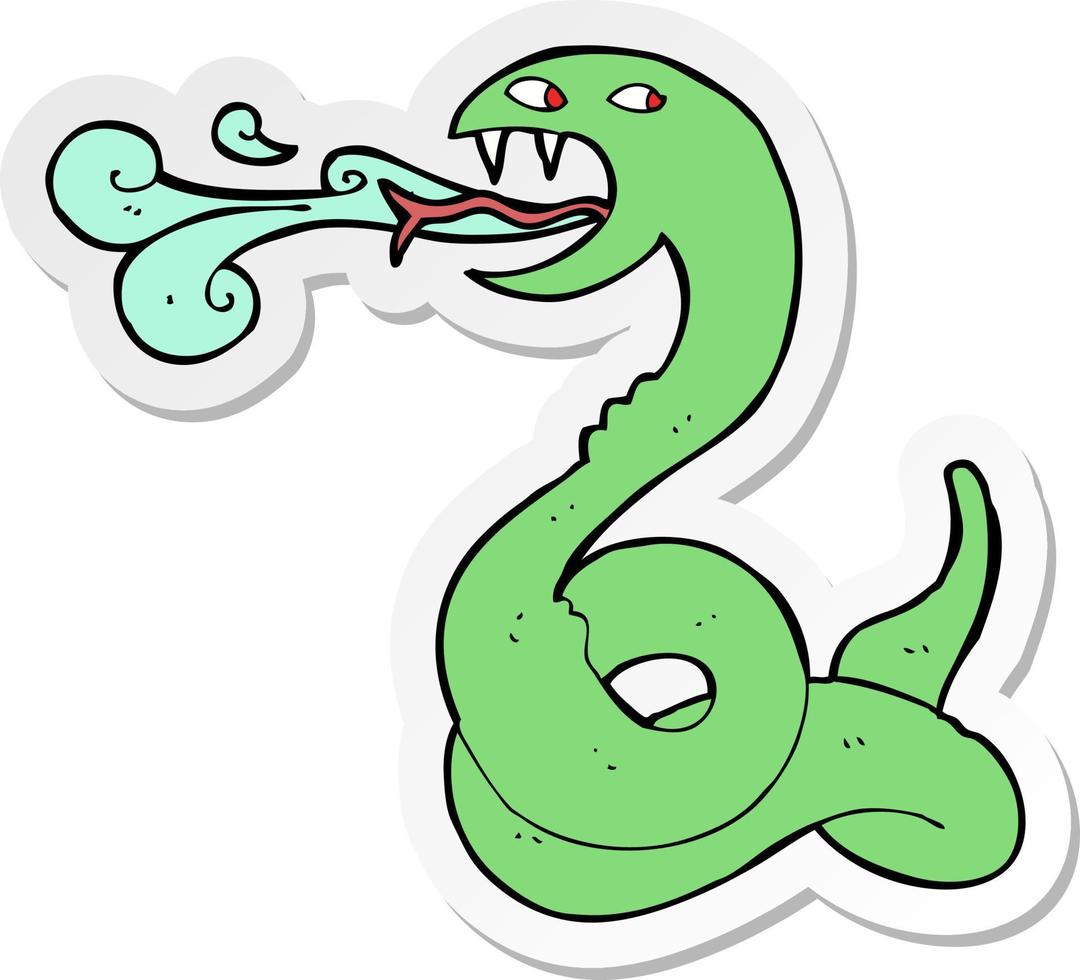 adesivo di un serpente sibilante cartone animato vettore