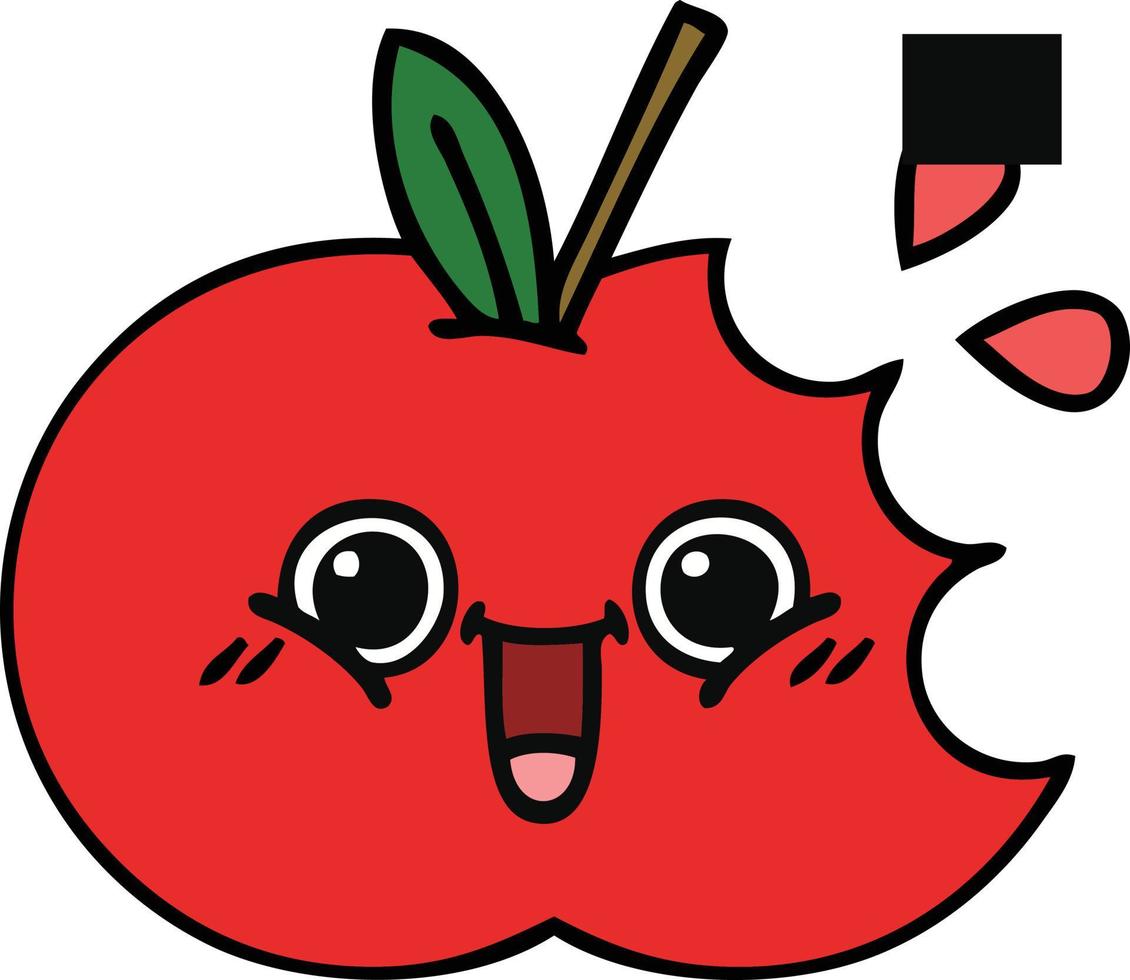 mela rossa simpatico cartone animato vettore
