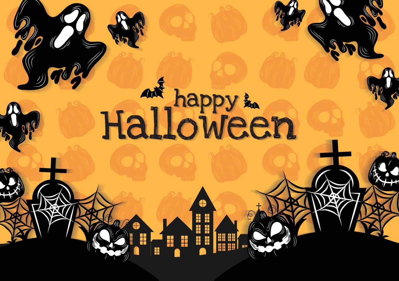 bandiera per Halloween soddisfare giallo design vettore