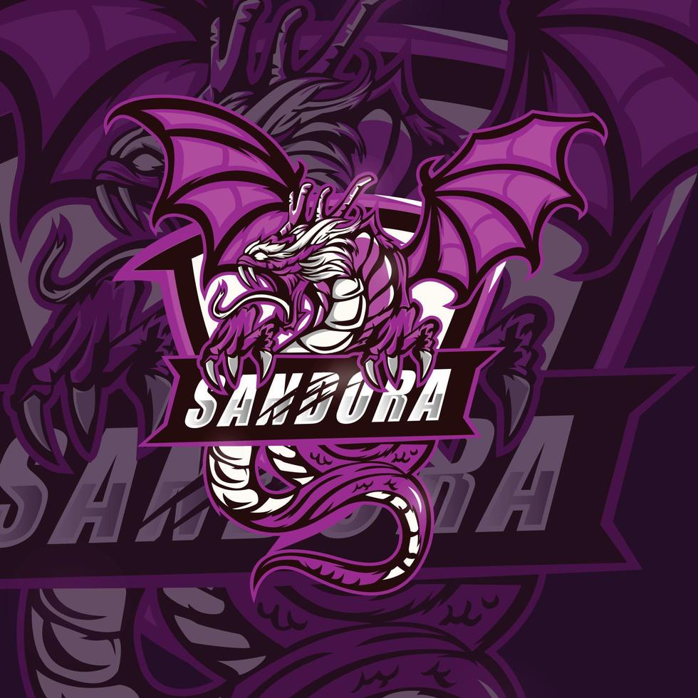 sandora Drago esport logo gioco vettore