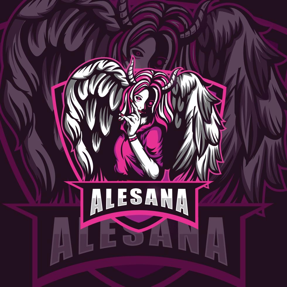 alesana demone ragazza gioco logo vettore