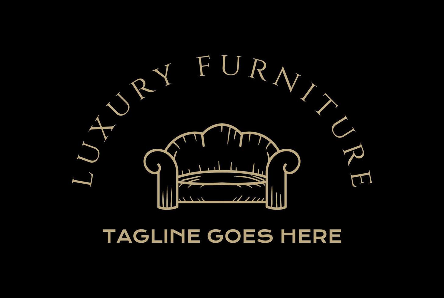 elegante lusso divano divano sedia per mobilia interno logo design vettore