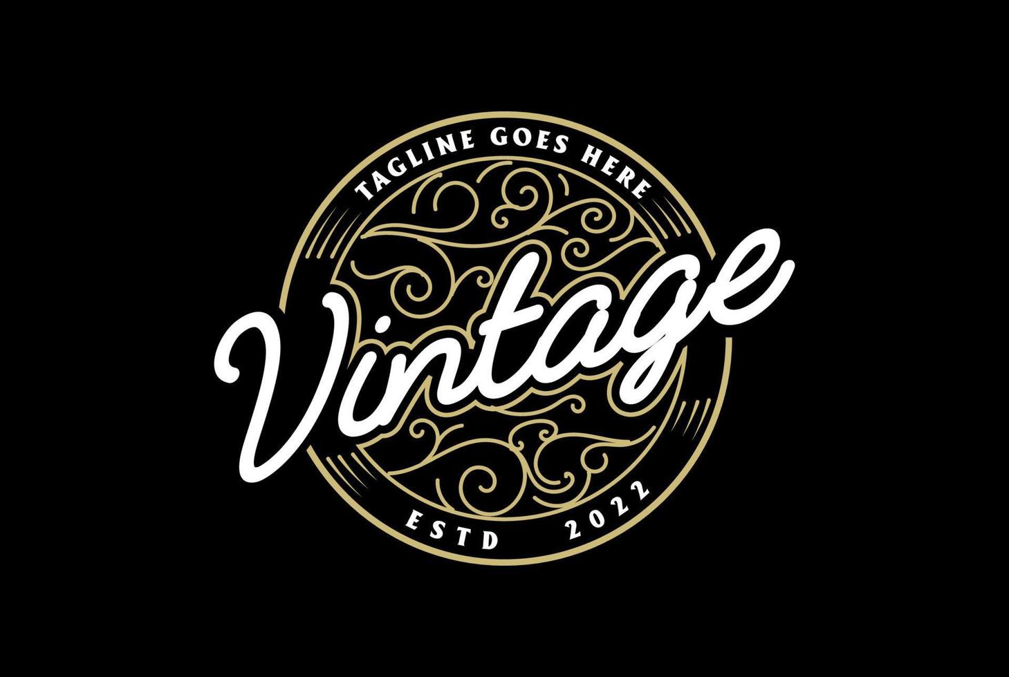 il giro circolare Vintage ▾ retrò steampunk distintivo emblema etichetta francobollo logo design vettore