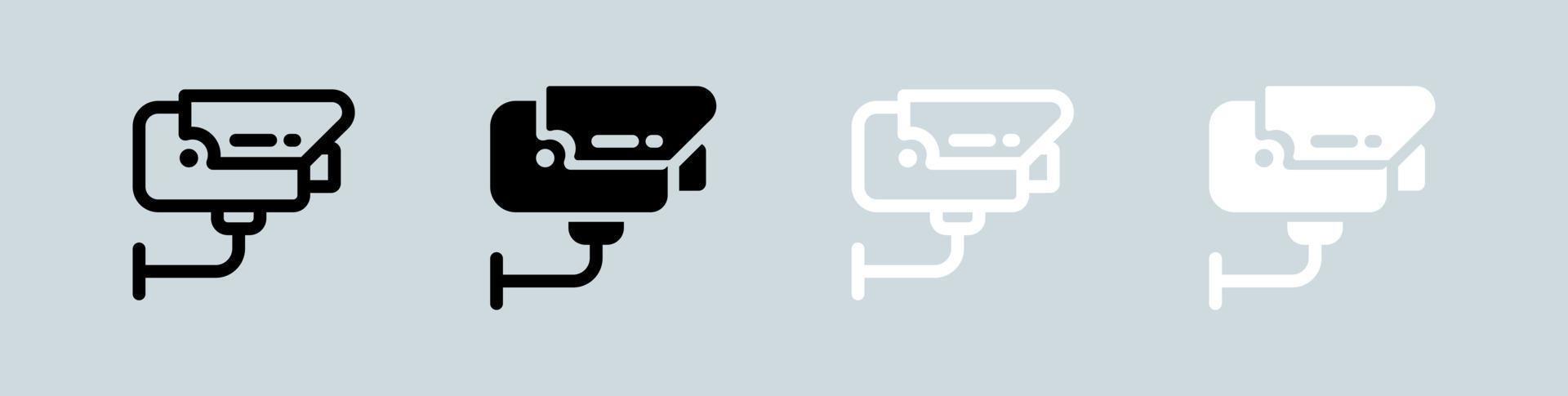 cctv icona impostato nel nero e bianca. sicurezza telecamera segni vettore illustrazione.