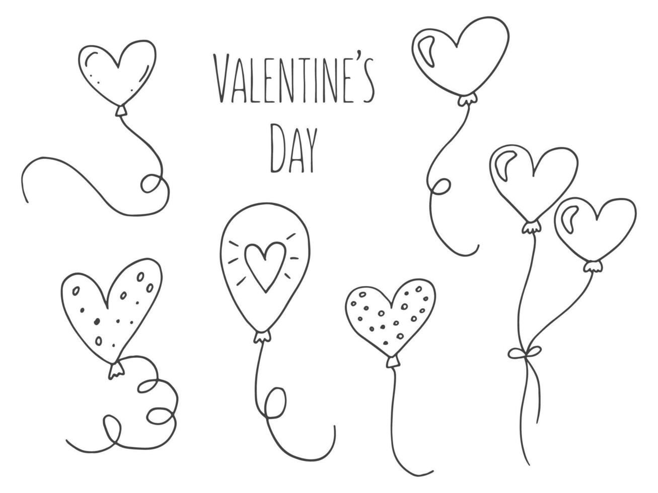 impostato di carino disegnato a mano scarabocchio elementi di amore. Messaggio adesivi per app. icone per san valentino giorno, romantico eventi e nozze. palloncini nel il forma di cuori siamo volare. vettore