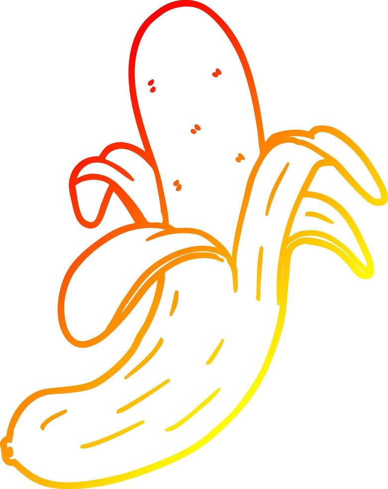 banana del fumetto di disegno di linea a gradiente caldo vettore