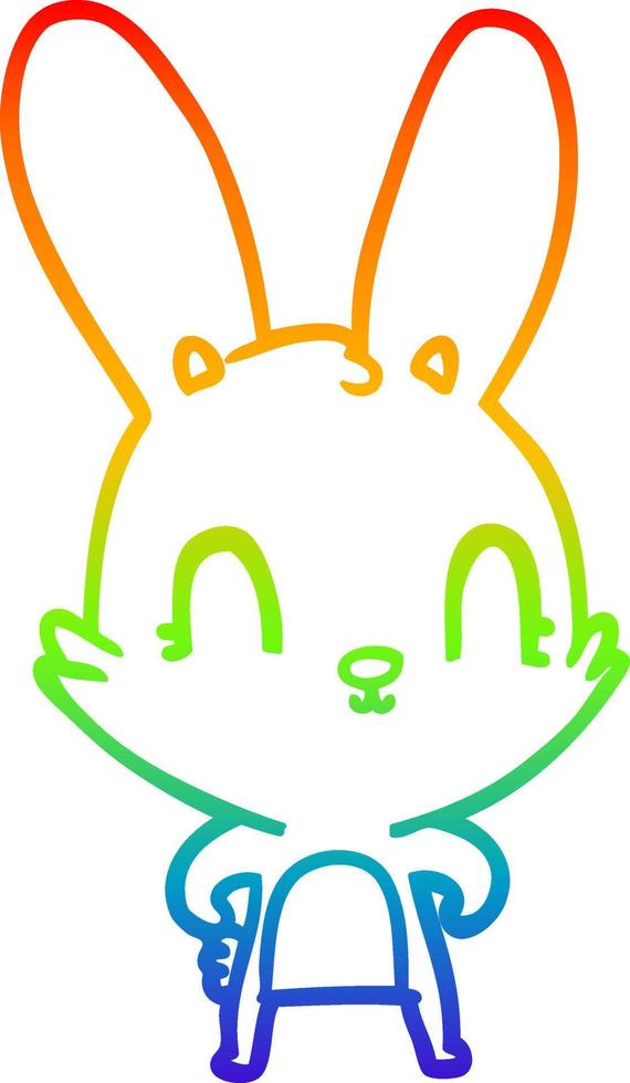 arcobaleno gradiente di disegno coniglio simpatico cartone animato vettore