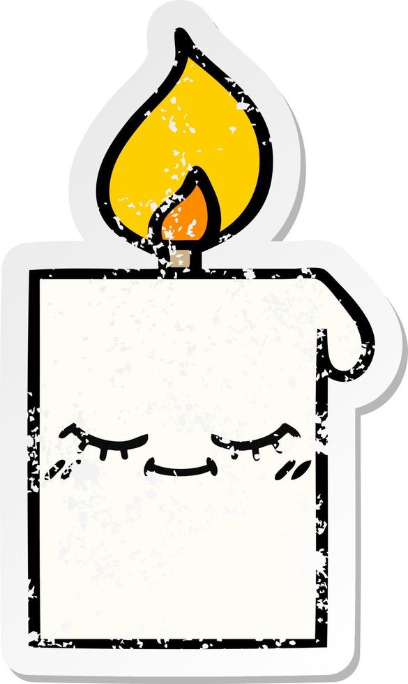 adesivo angosciato di una candela accesa simpatico cartone animato vettore