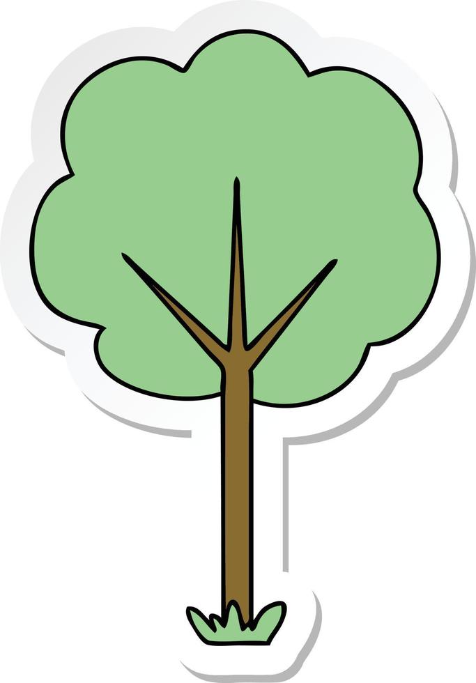 adesivo di un eccentrico albero di cartoni animati disegnato a mano vettore