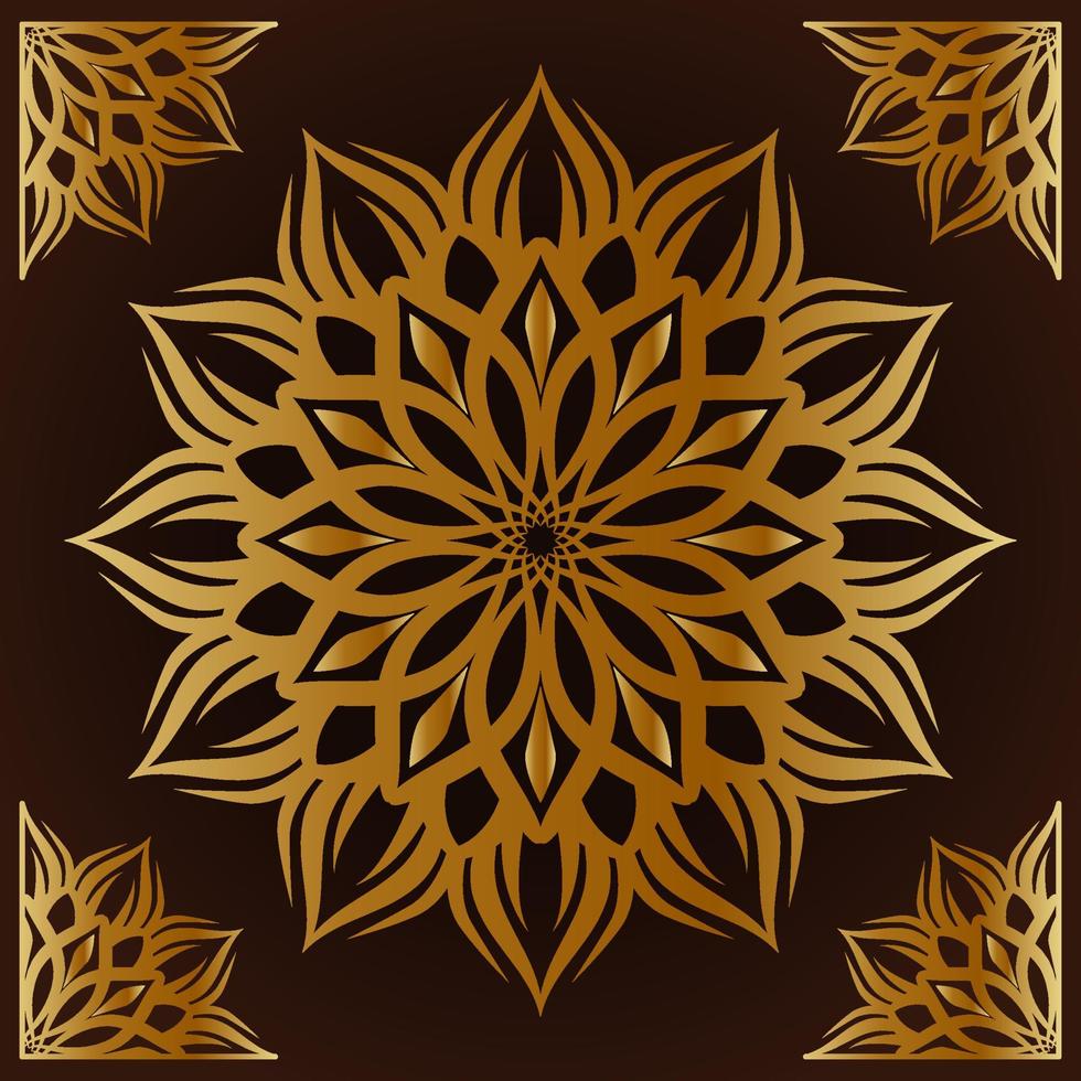 mandala oro con telaio ornamento vettore