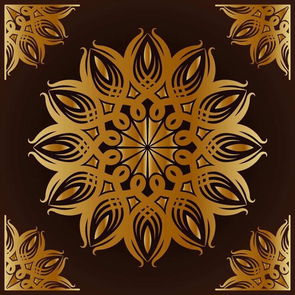 mandala oro con telaio ornamento vettore