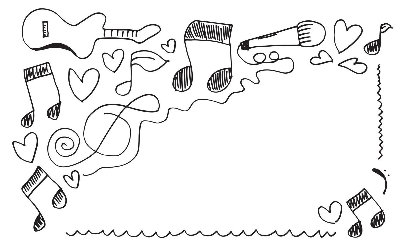 cornice quadrata con diversi simboli musicali in stile doodle con spazio per testo.illustrazione vettoriale. vettore