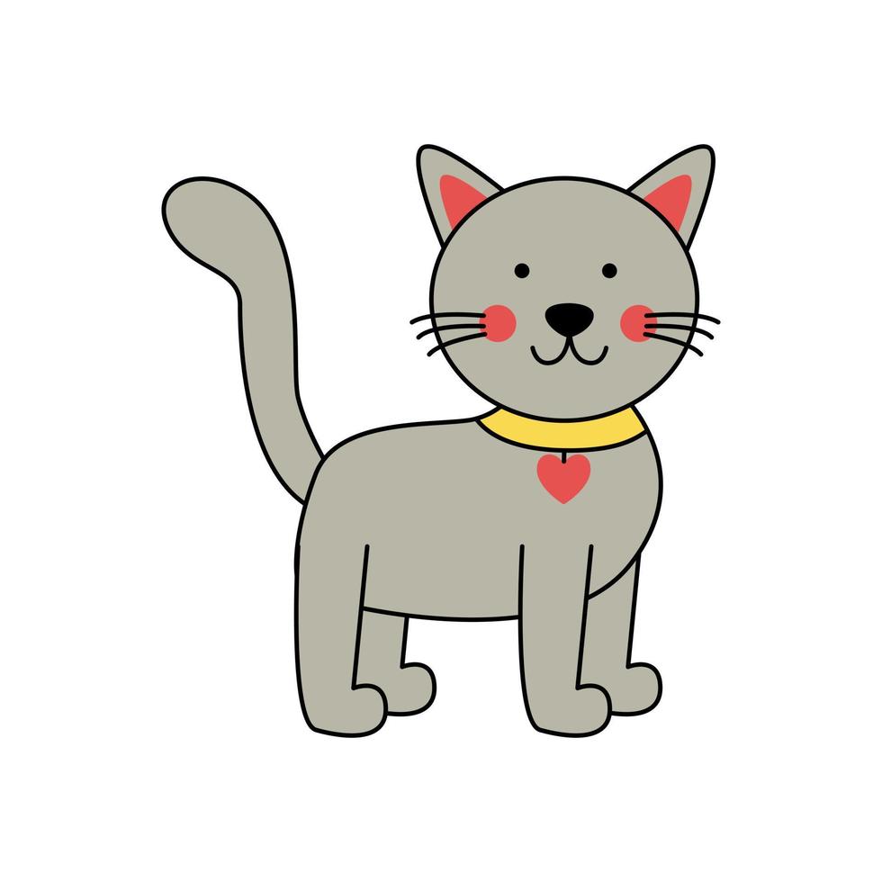 vettore illustrazione di carino grigio gatto su bianca sfondo.