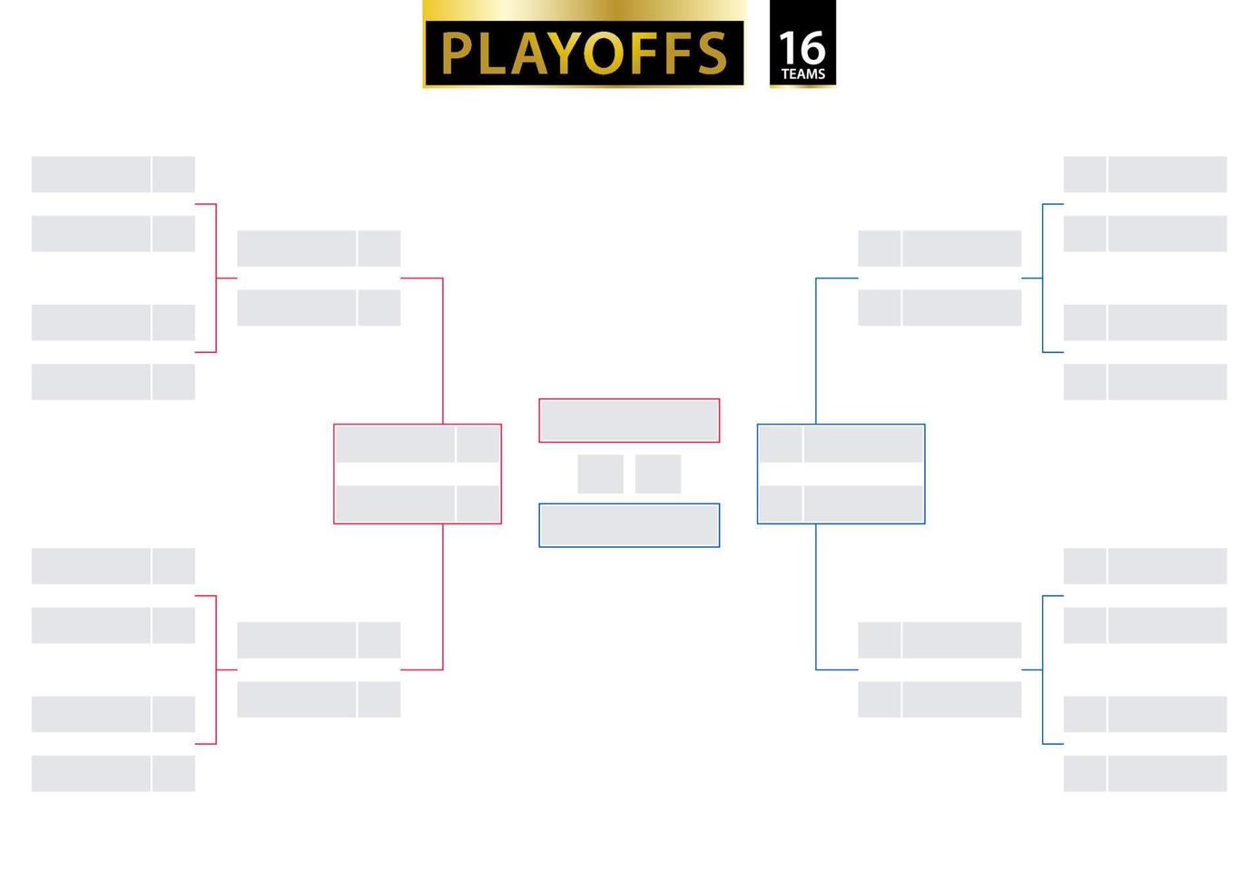 16 squadra singolo eliminazione parentesi. torneo supporto per playoff su bianca sfondo. vettore