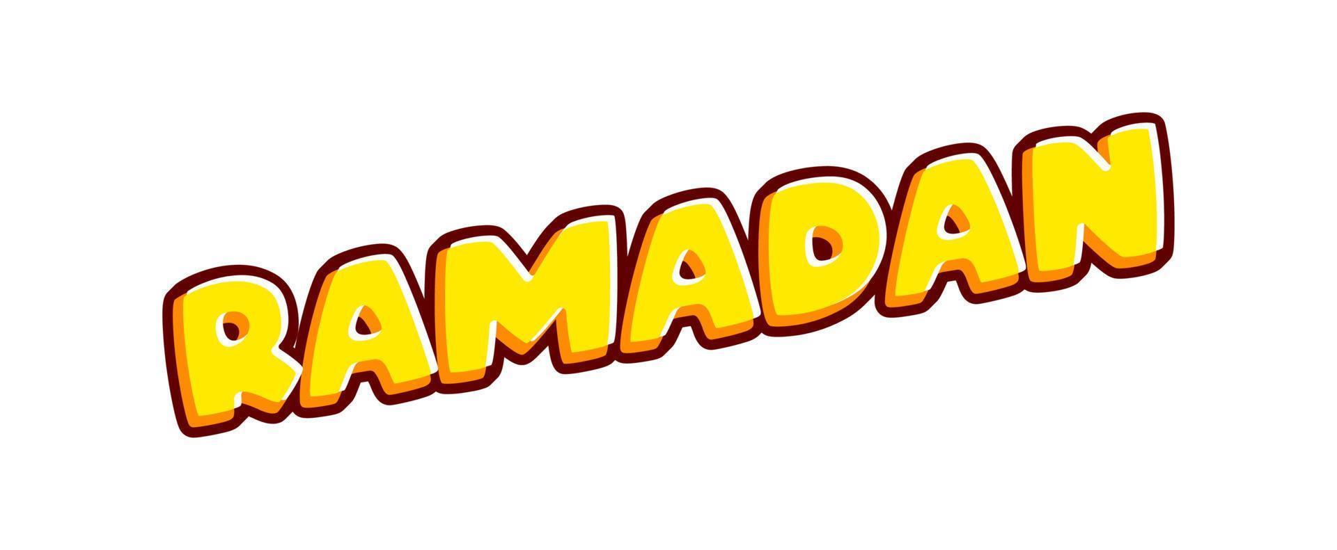 celebrazione del ramadan. frase scritta isolata su bianco testo colorato effetto disegno vettoriale. testo o iscrizioni in inglese. il design moderno e creativo ha colori rosso, arancione, giallo. vettore