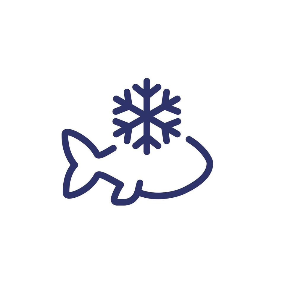 congelato pesce linea icona su bianca vettore