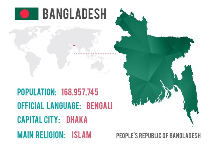 Mappa del mondo vettoriale Bangladesh gratis con trama del diamante