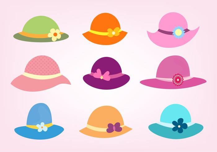 Set vettoriale gratuito di cappelli da donna