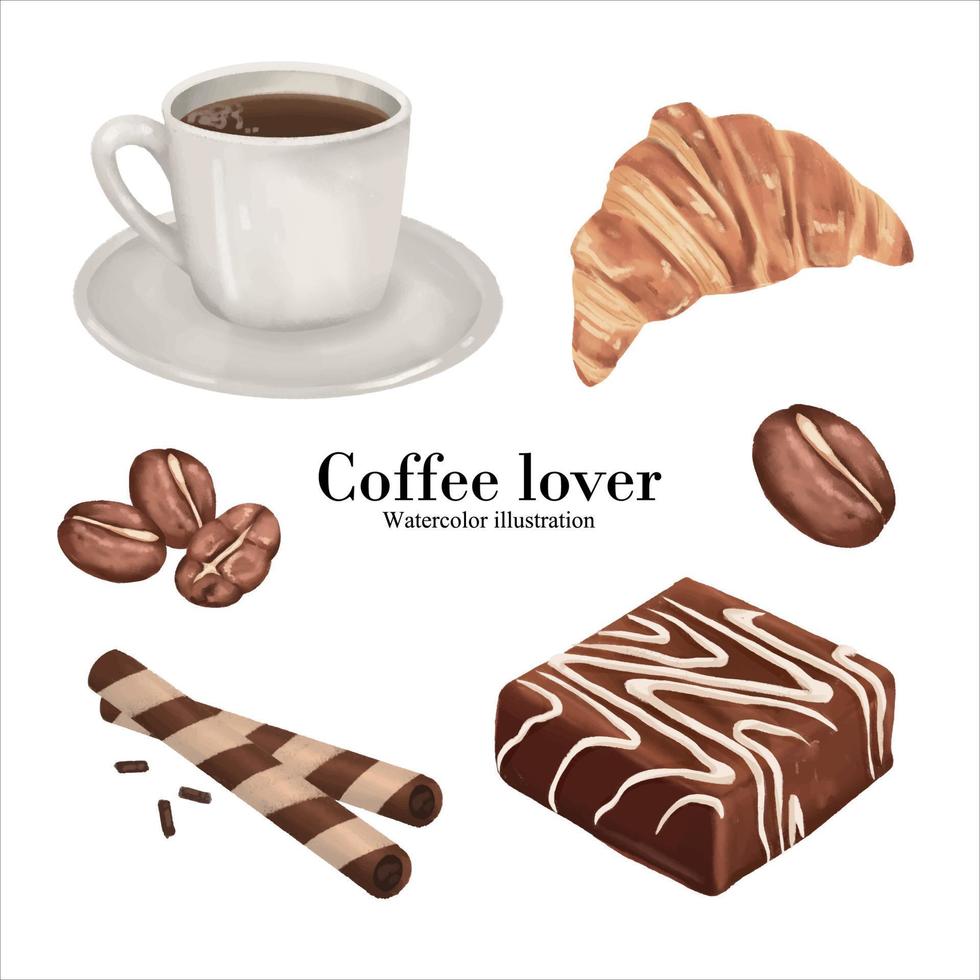 caffè amante, caffè boccale acquerello vettore illustrazione