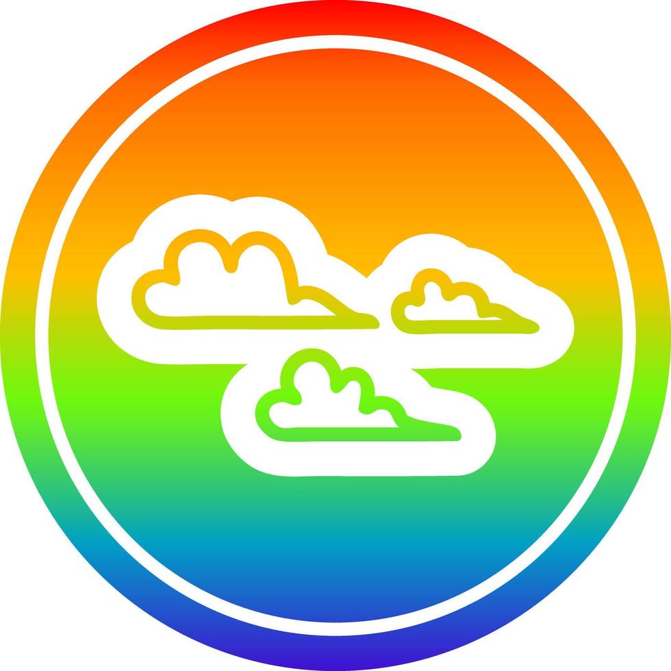 nuvola meteorologica circolare nello spettro dell'arcobaleno vettore