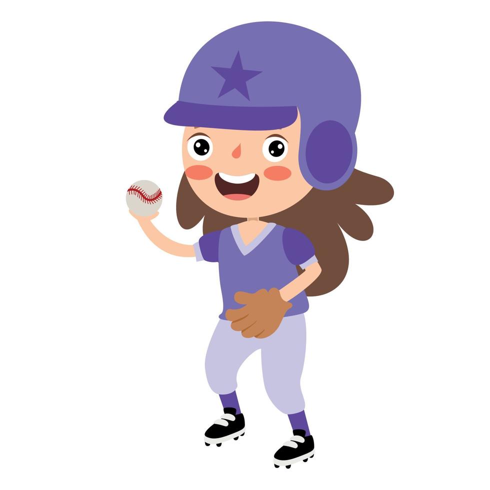 cartone animato illustrazione di un' ragazzo giocando baseball vettore