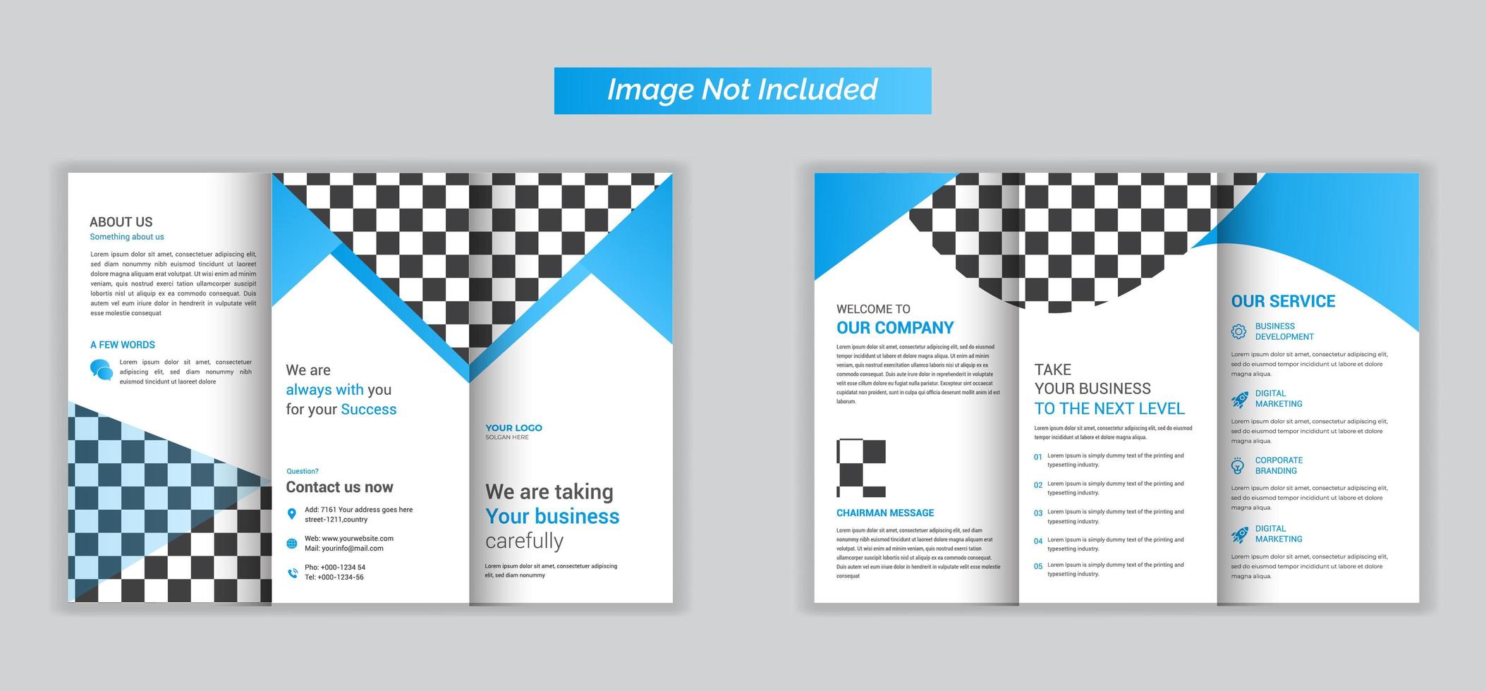 brochure a tre ante per le imprese in azzurro vettore