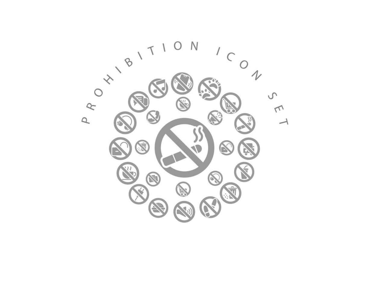 divieto icona impostato design su bianca sfondo. vettore