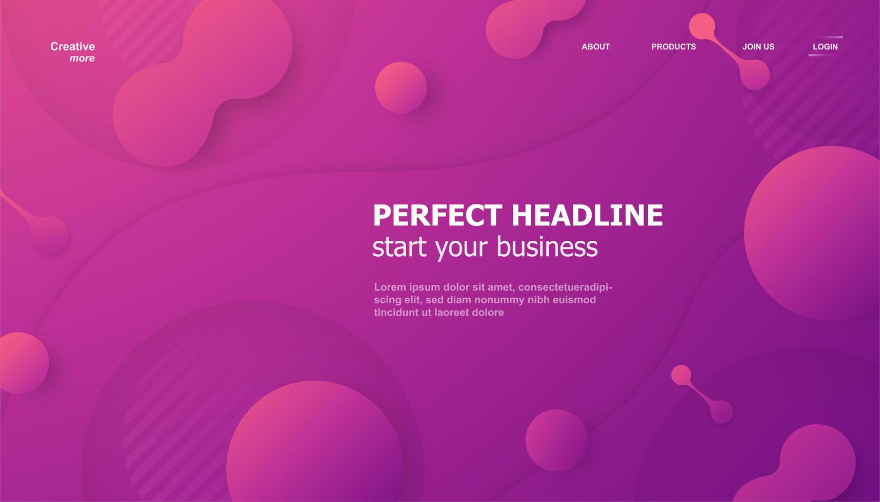 landing page rosa viola forme sfumate sullo sfondo vettore