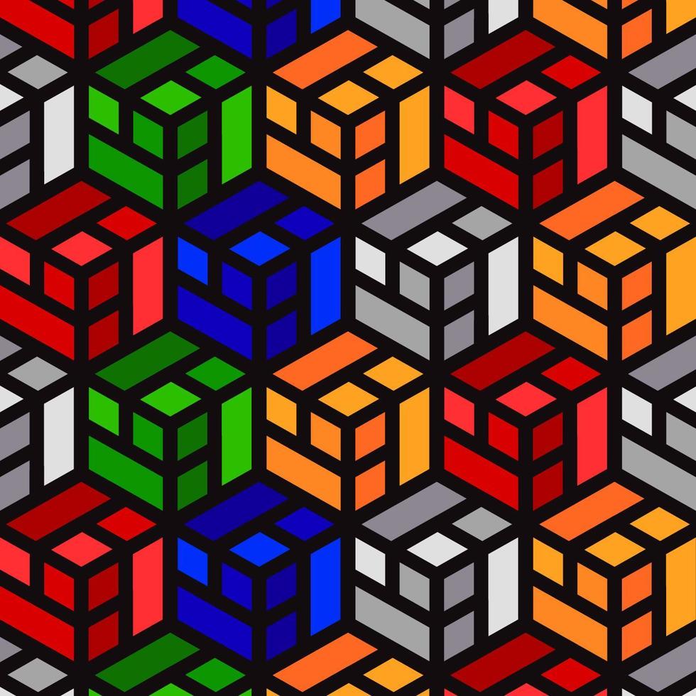 disegni colorati del modello di griglia del cubo vettore