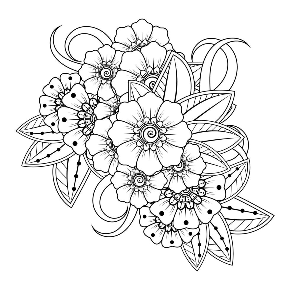 sfondo floreale con fiore mehndi. ornamento decorativo in stile etnico orientale. libro da colorare. vettore