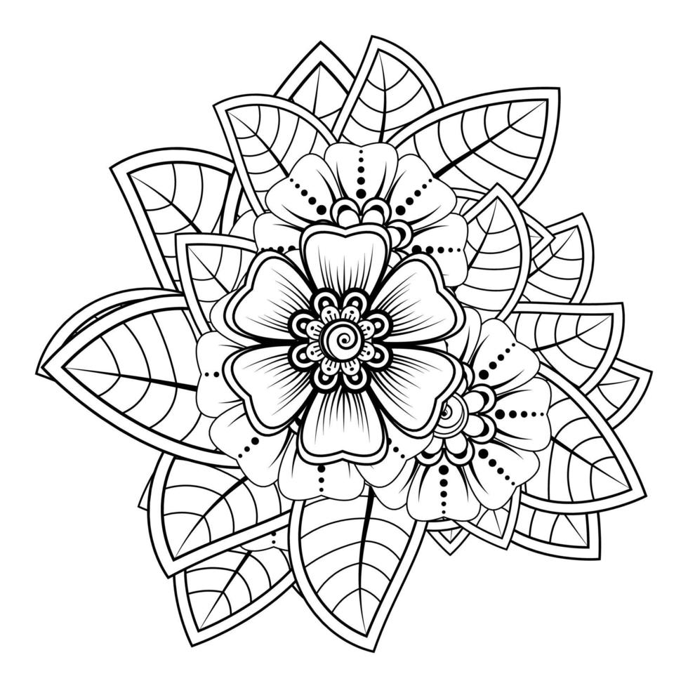 sfondo floreale con fiore mehndi. ornamento decorativo in stile etnico orientale. libro da colorare. vettore