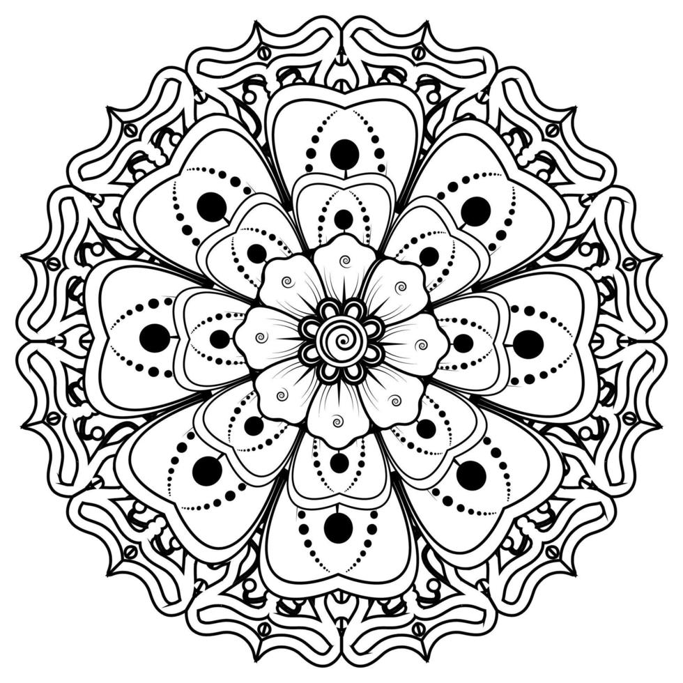 sfondo floreale con fiore mehndi. ornamento decorativo in stile etnico orientale. libro da colorare. vettore