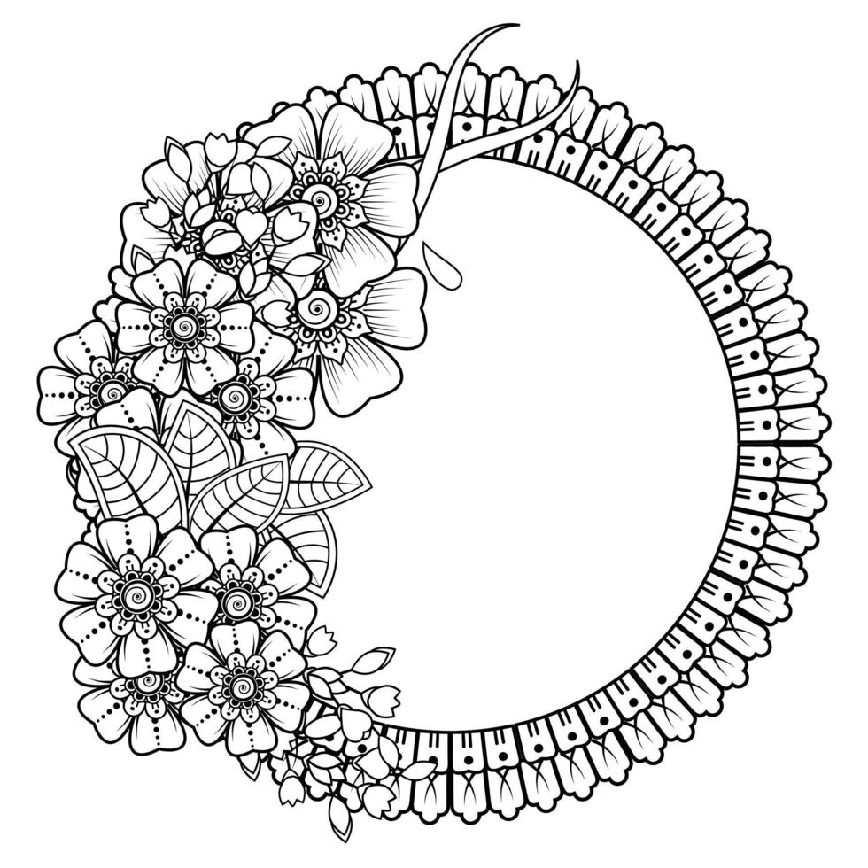 sfondo floreale con fiore mehndi. ornamento decorativo in stile etnico orientale. libro da colorare. vettore