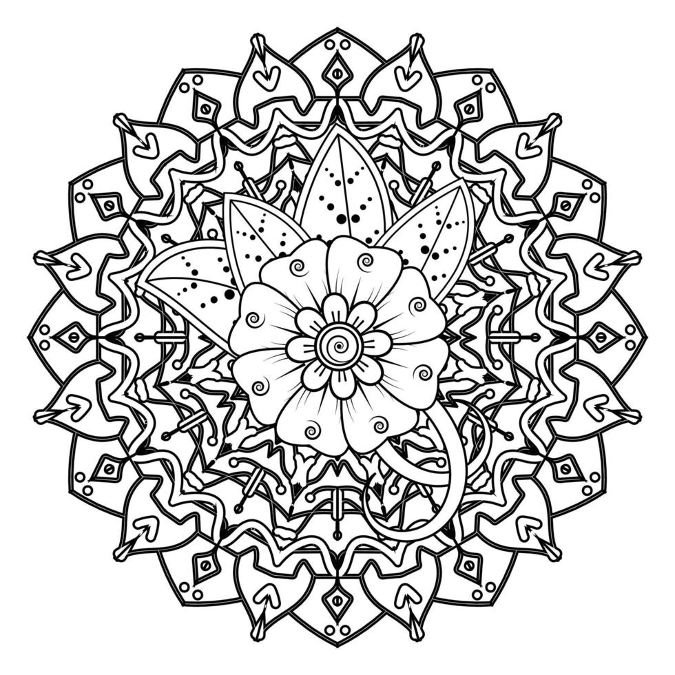 sfondo floreale con fiore mehndi. ornamento decorativo in stile etnico orientale. libro da colorare. vettore