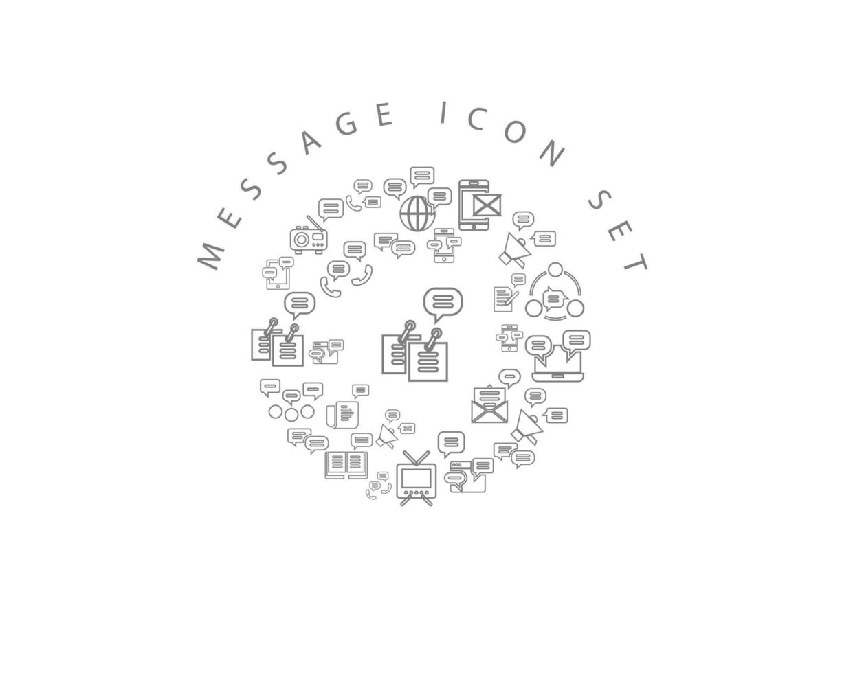 Messaggio icona impostato design su bianca sfondo vettore