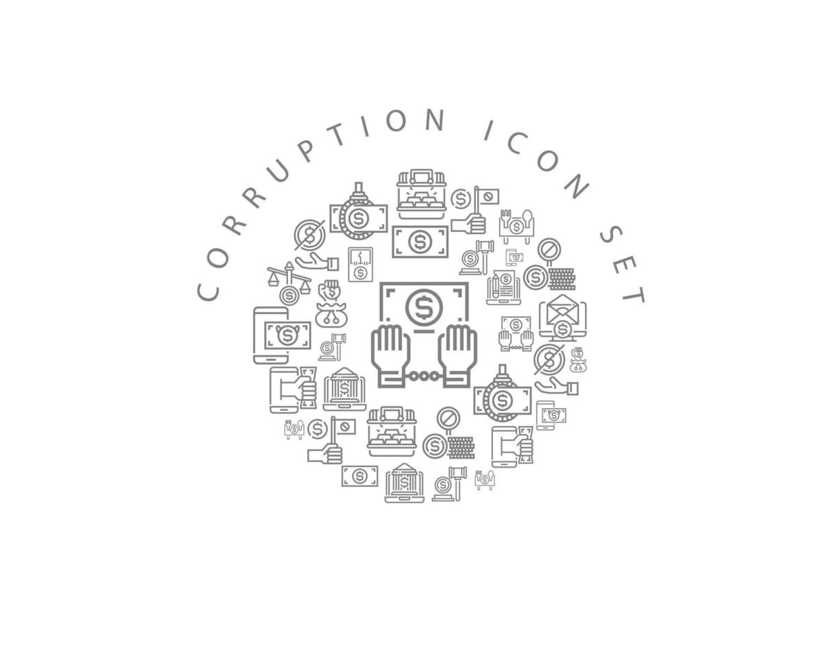 corruzione icona impostato design su bianca sfondo vettore