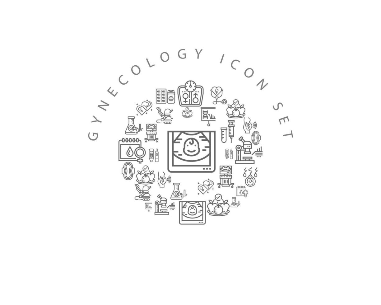ginecologia elementi icona impostato design su bianca sfondo vettore