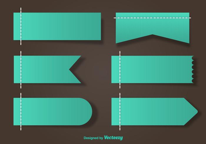 Etichette di vettore verde cucita