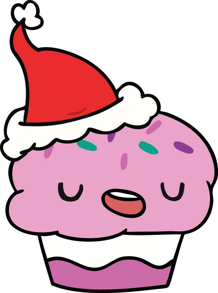 cartone animato di natale di cupcake kawaii vettore