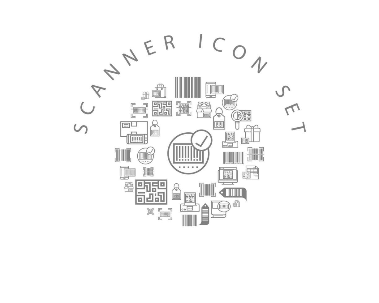 scanner icona impostato design su bianca sfondo. vettore