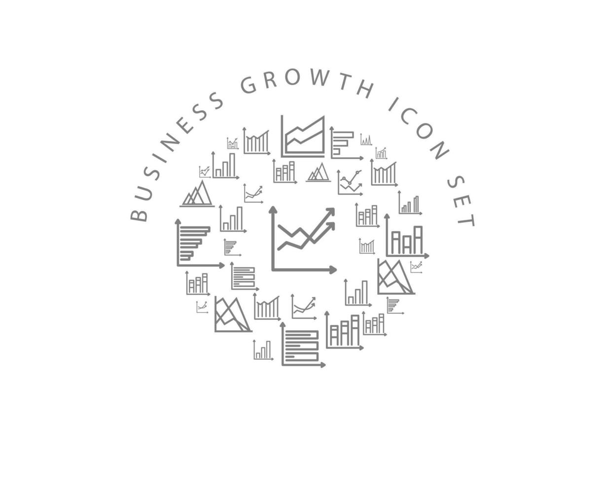 attività commerciale crescita icona impostato design su bianca sfondo. vettore