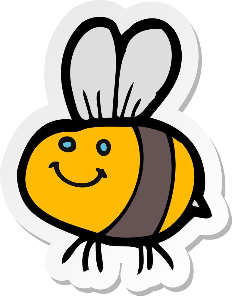adesivo di un'ape cartone animato vettore